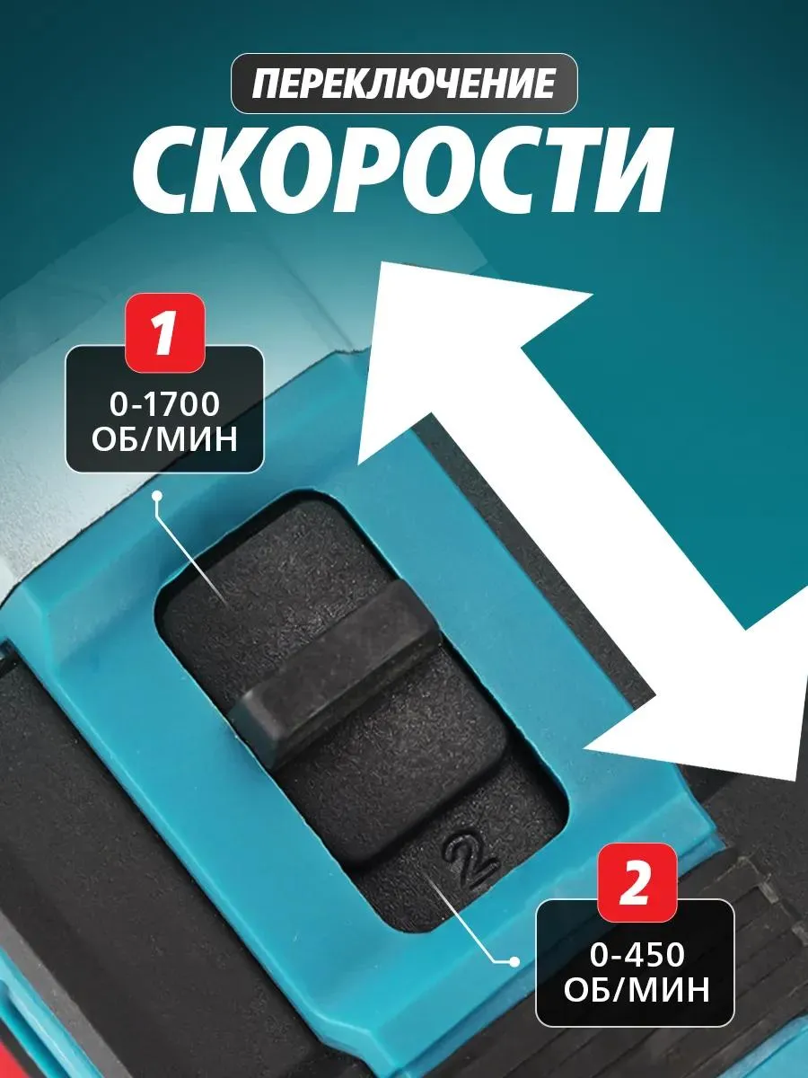 Шуруповерт-дрель аккумуляторный с насадками